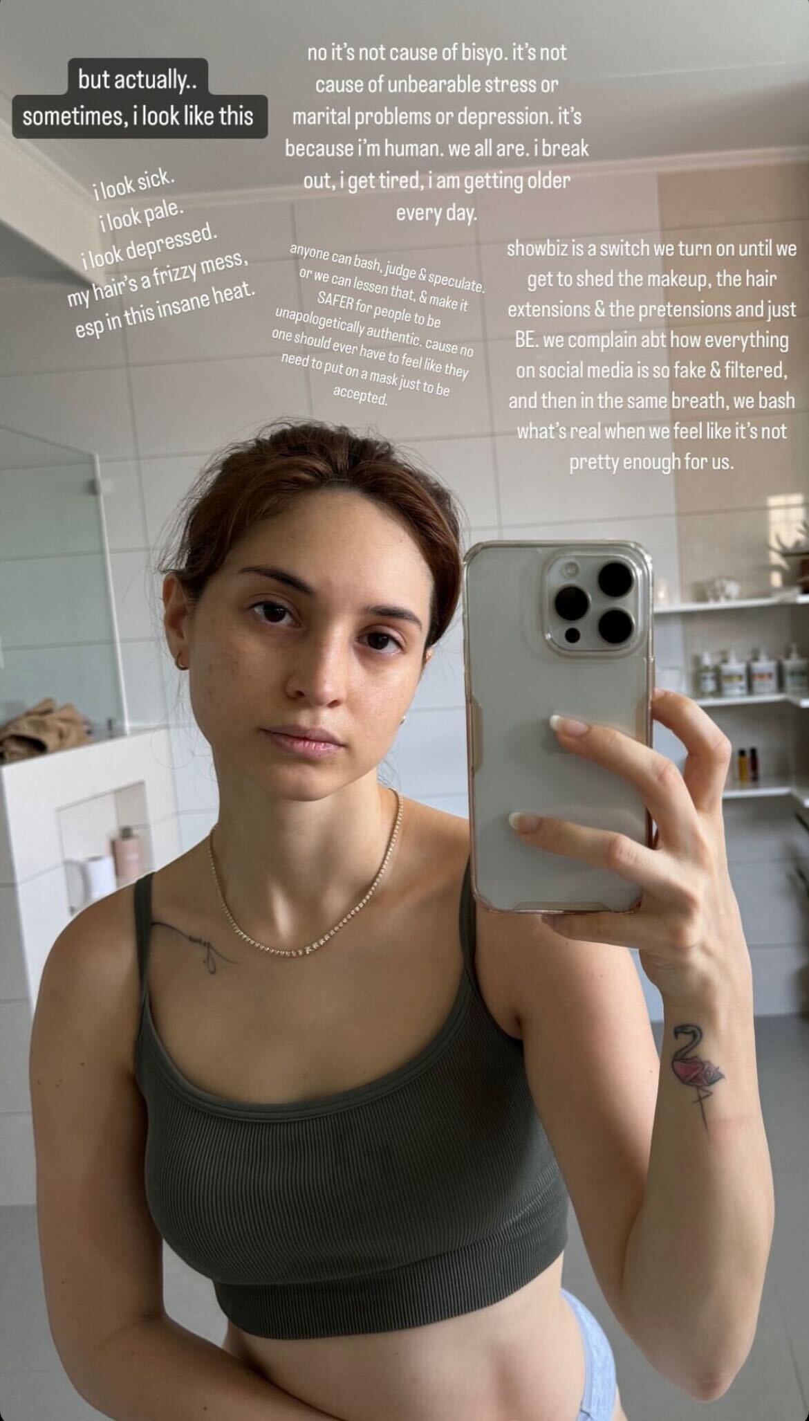 coleen garcia unfiltered raw no-makeup selfie instagram story 