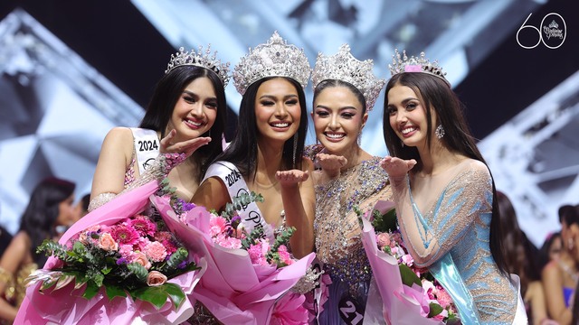 image of bb pilipinas 2024 winners with crowns and posing for the camera