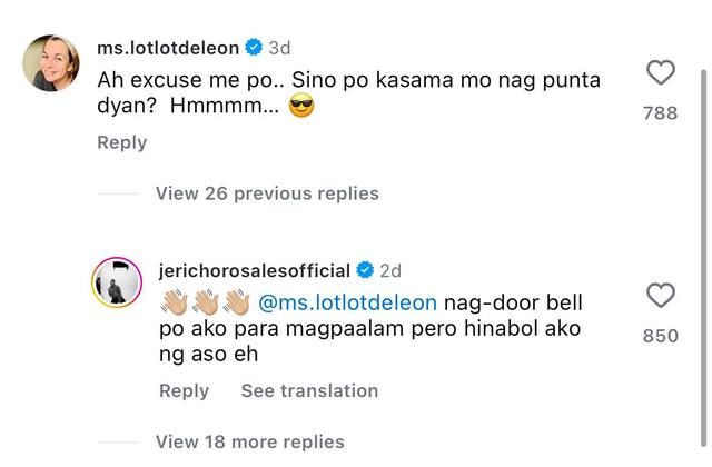 Lotlot De Leon comments on Janine Gutierrez's IG post, Jericho Rosales responds