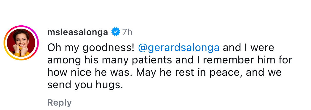 Lea Salonga sends condolences to Karylle upon the passing of her father