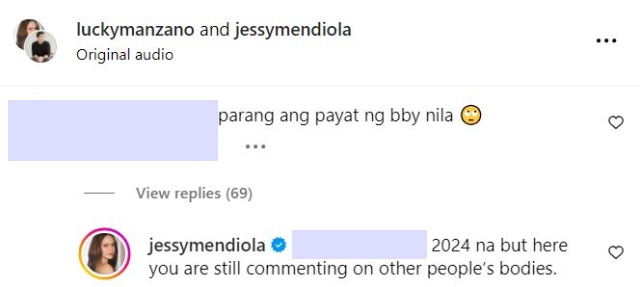 jessy mendiola comment against rude commenter