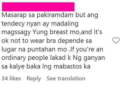 image of comment on nadine lustre's braless outfit