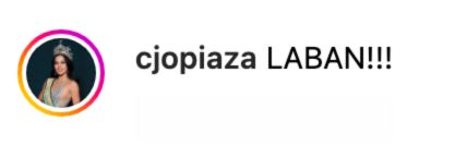 Image of Cj Opiaza's comment on Key Trajano's post of her joining MUPH-Pampanga. 