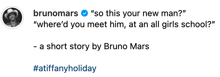 image of bruno mars' instagram caption