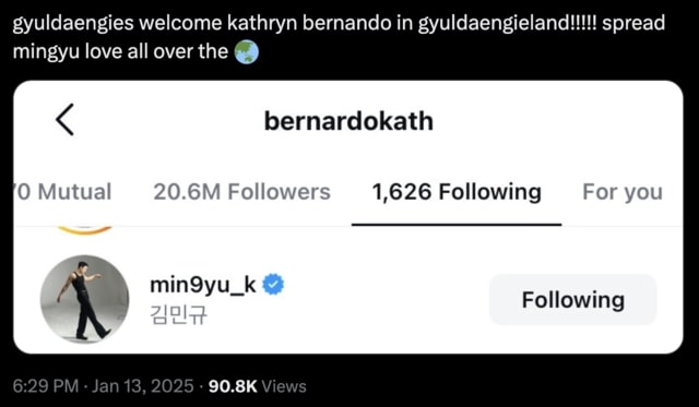 internet reacts to Kathryn Bernardo following Mingyu of SEVENTEEN on Instagram