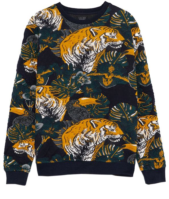 zara men tiger print sweatshirt