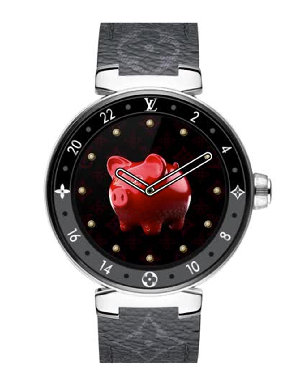 Louis Vuitton Black Rubber Damier Embossed Tambour Watch Strap - Yoogi's  Closet
