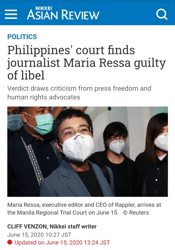 World Headlines On Maria Ressa's Cyber Libel Conviction