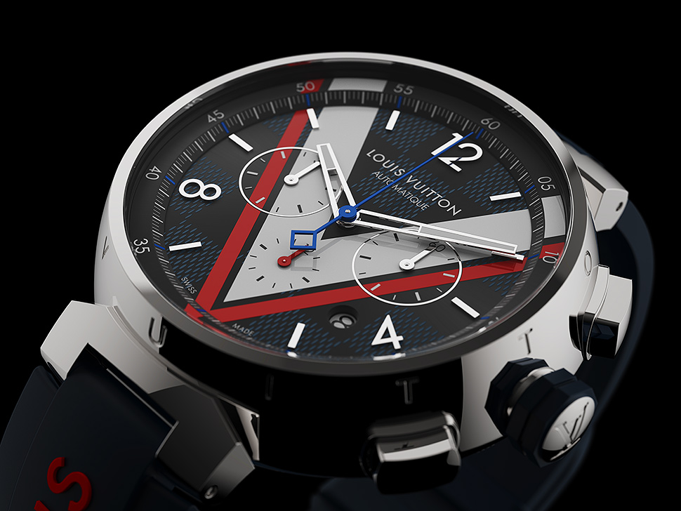Louis Vuitton 41.5mm Tambour in Black Digital Analogic Watch