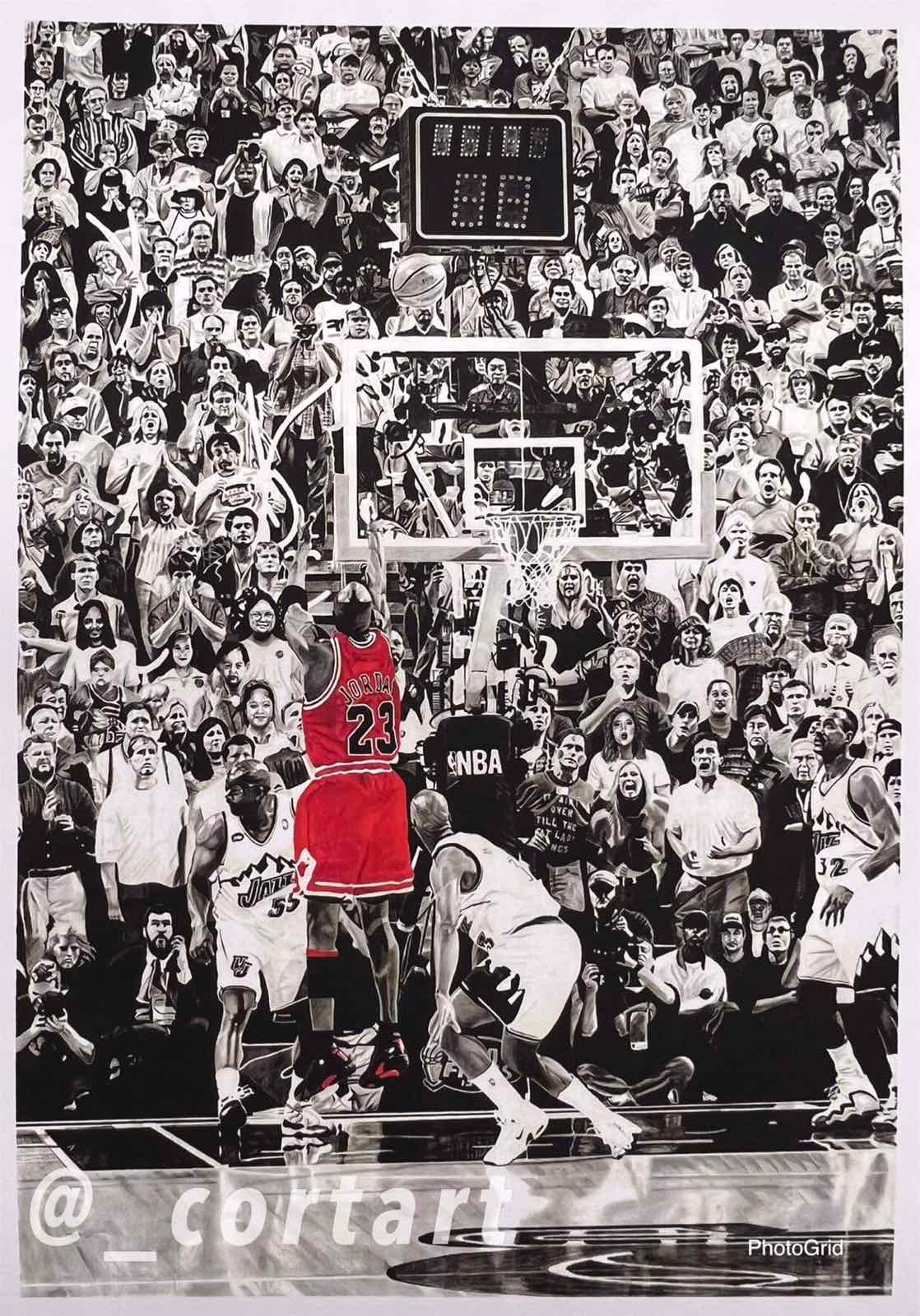 Michael Jordan Last Shot Title Winning Last Shot In Chicago Laminated &  Framed Poster (36 x 24) 