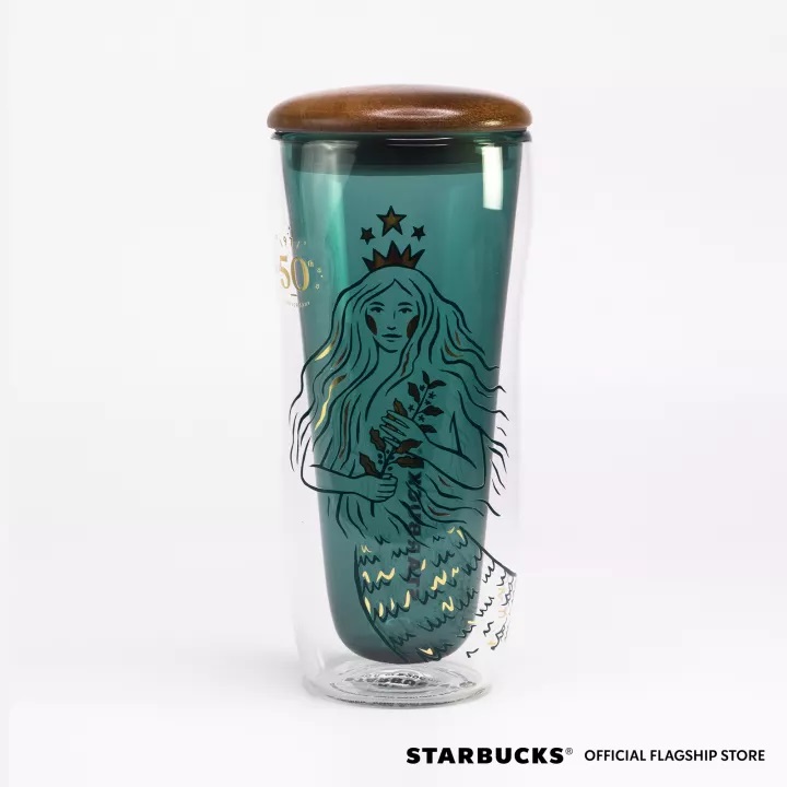 Starbucks Dining | Starbucks 50th Anniversary Mermaid Tail Glass Mug | Color: Gold/Green | Size: Os | Newwithtagz's Closet