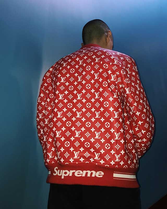 Louis Vuitton Supreme X Leather Bomber Varsity Jacket Monogram Ltd Ed 50  New For Sale at 1stDibs