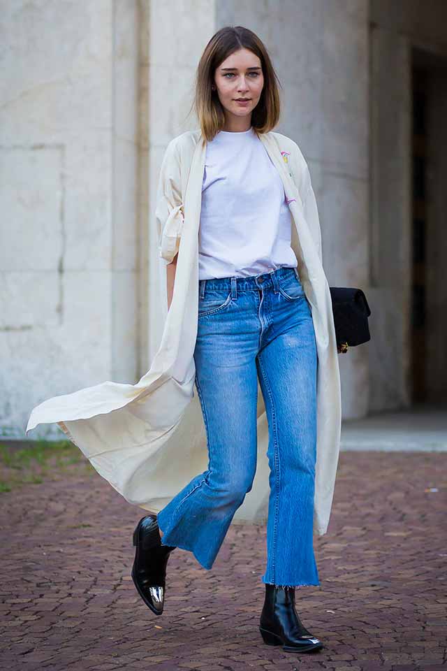 Denim and white theme sales outfit