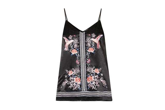 River Island Black Oriental Embellished Cami Top