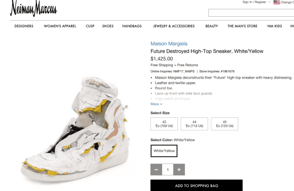 maison margiela destroyed sneaker