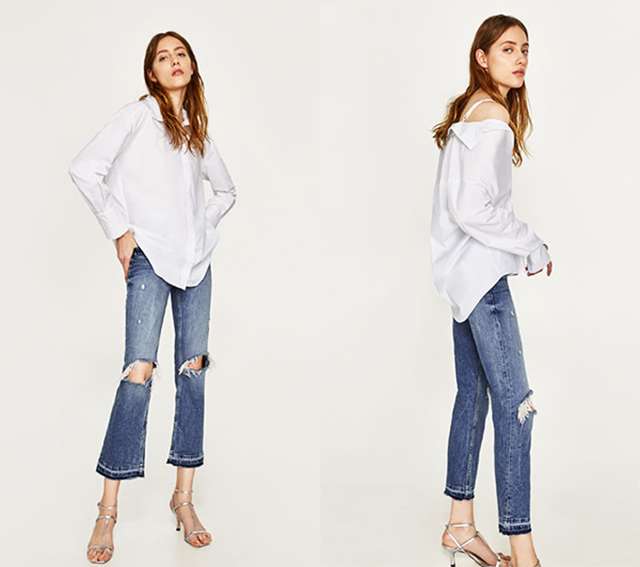 zara white button down shirt