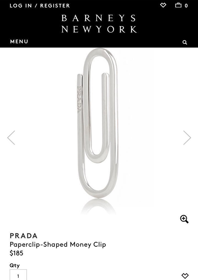 Prada Sterling Silver Money Paper Clip