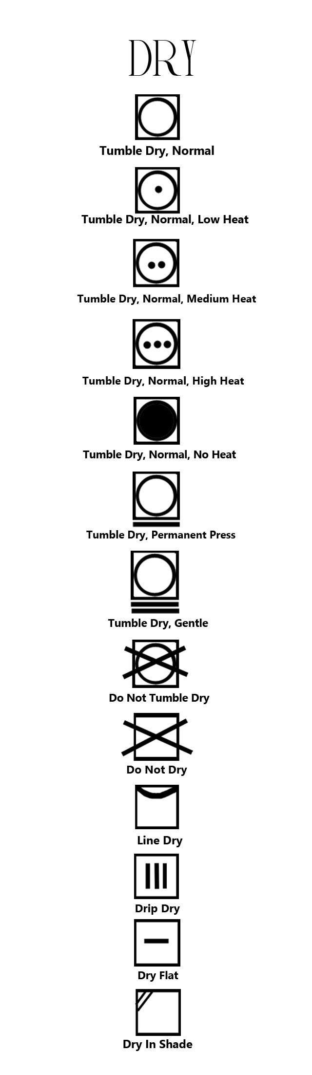 Tumble Dry, Normal, Low Heat