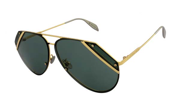 McQ Alexander McQueen Gold and Blue Gravity Bar Sunglasses McQ