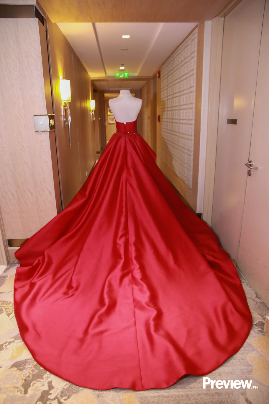 debut red gown