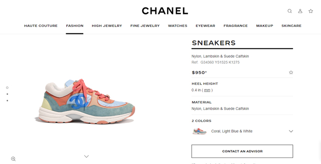 chanel coral sneakers