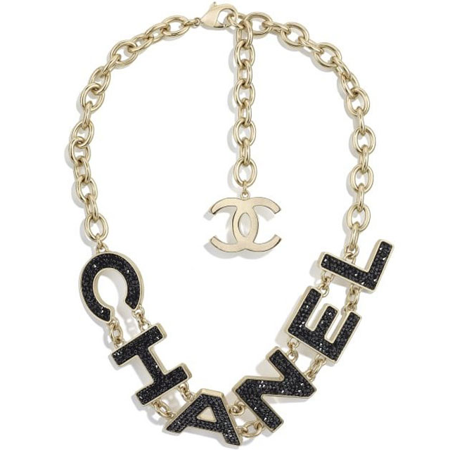 chanel necklace that says chanel