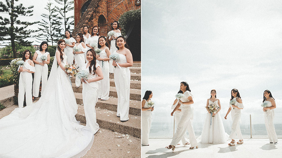 This Bride Had Her Bridesmaids Wear White Jumpsuits For The Wedding