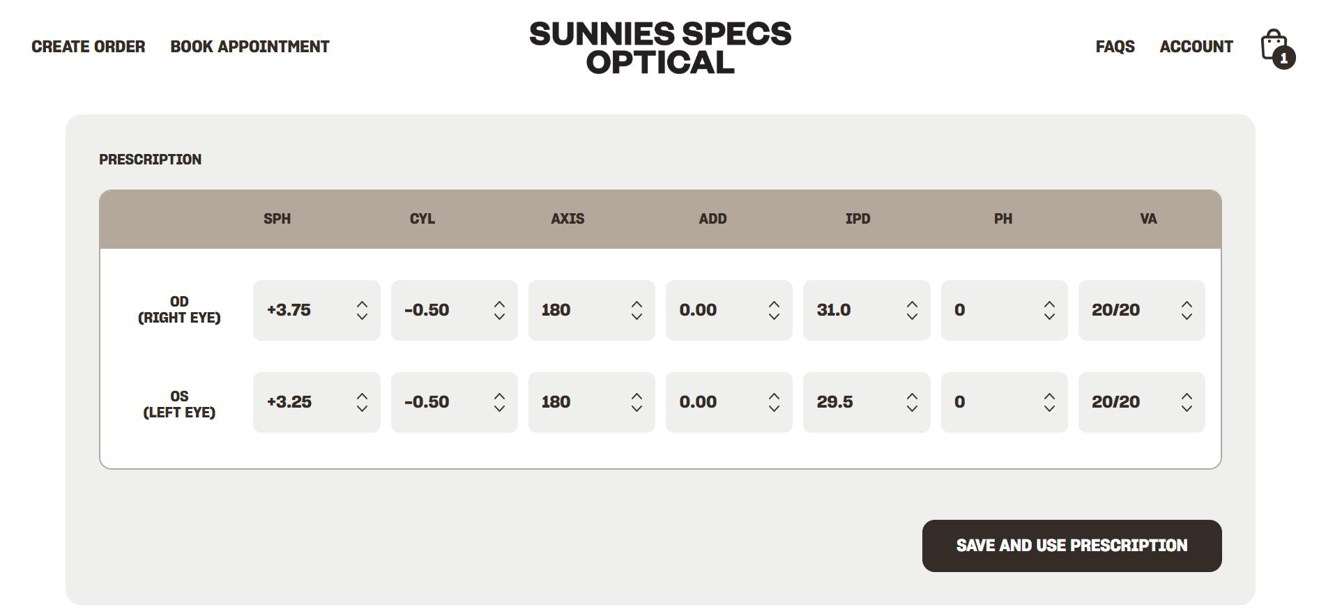 sunnies optical price