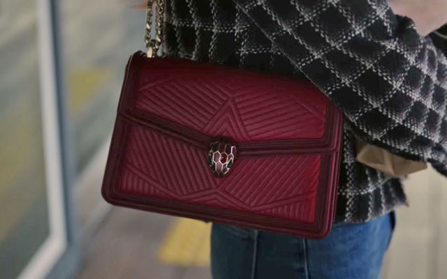 BVLGARI Womens Pink Serpenti Diamond Blast Leather Handbag