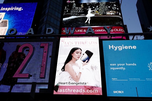 heart evangelista times square new york ia's threads billboard