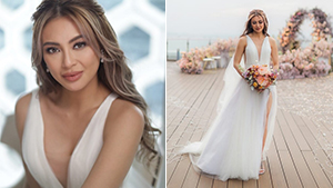 Sam Pinto Just Got Married In A Dreamy High-slit Tulle Wedding Gown