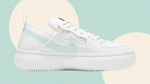 We're Obsessed With These Chunky White Sneakers With Mint Accents