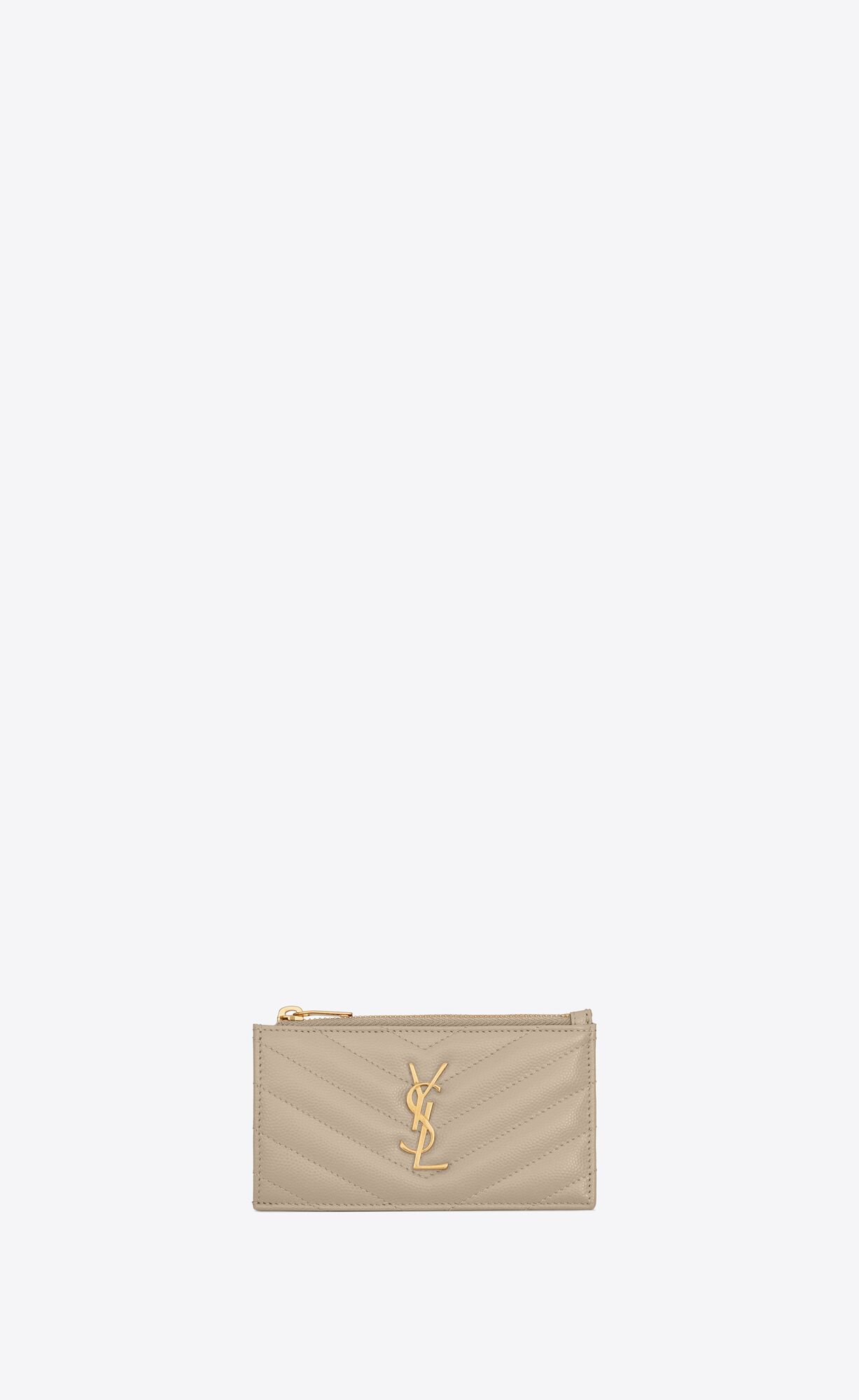 Saint Laurent Monogram Zipped Cardholder - Neutrals