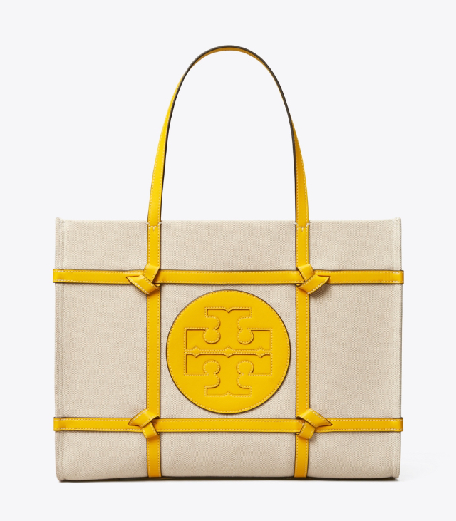 Tory Burch Ella Canvas Quadrant Tote Bag - Neutrals Totes