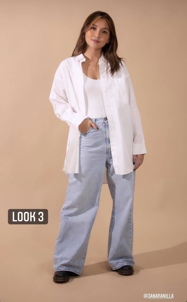 Kathryn Bernardo's go-to outfit!!! White long sleeves polo