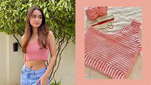 We're Obsessed With Sunshine Cruz Crocheting Cropped Tops For Herself And Her Daughters
