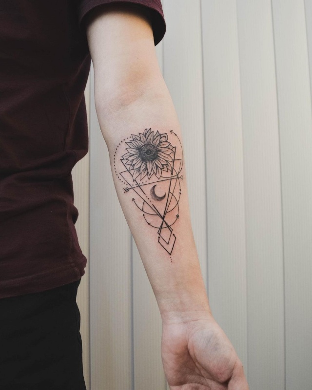 Top 80+ geometric sunflower tattoo - thtantai2