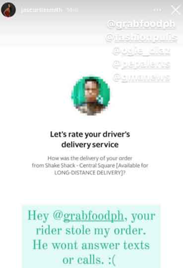 jasmine curtis-smith calls out grab driver