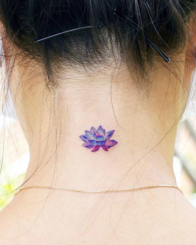 Tattoo tagged with lotus flower neck lotus flower  inkedappcom