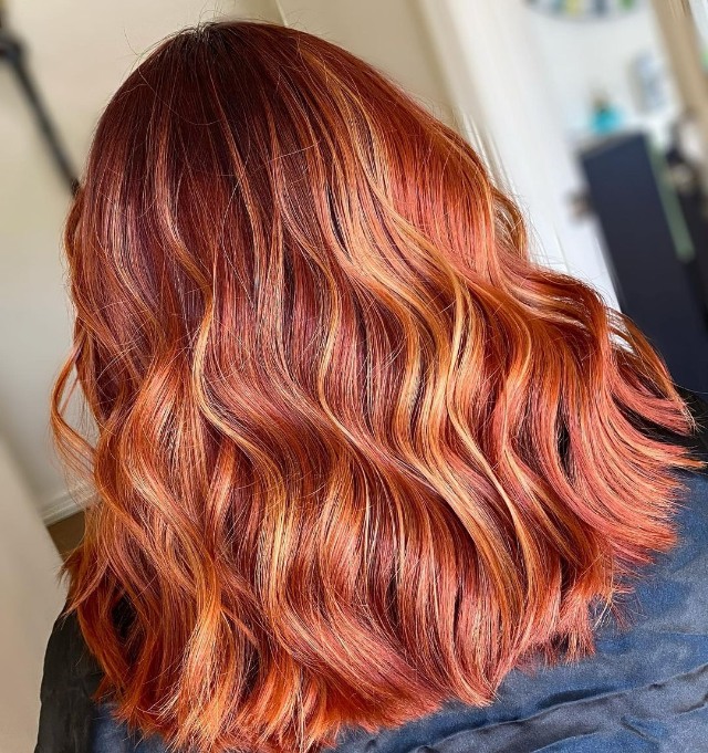 balayage hair color copper