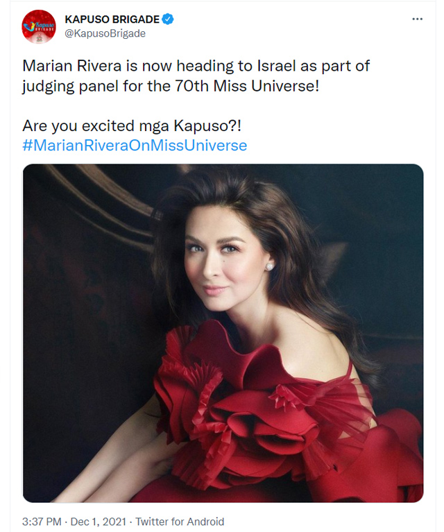 Was Marian Rivera Chosen To Be A Judge For Miss Universe 2021?