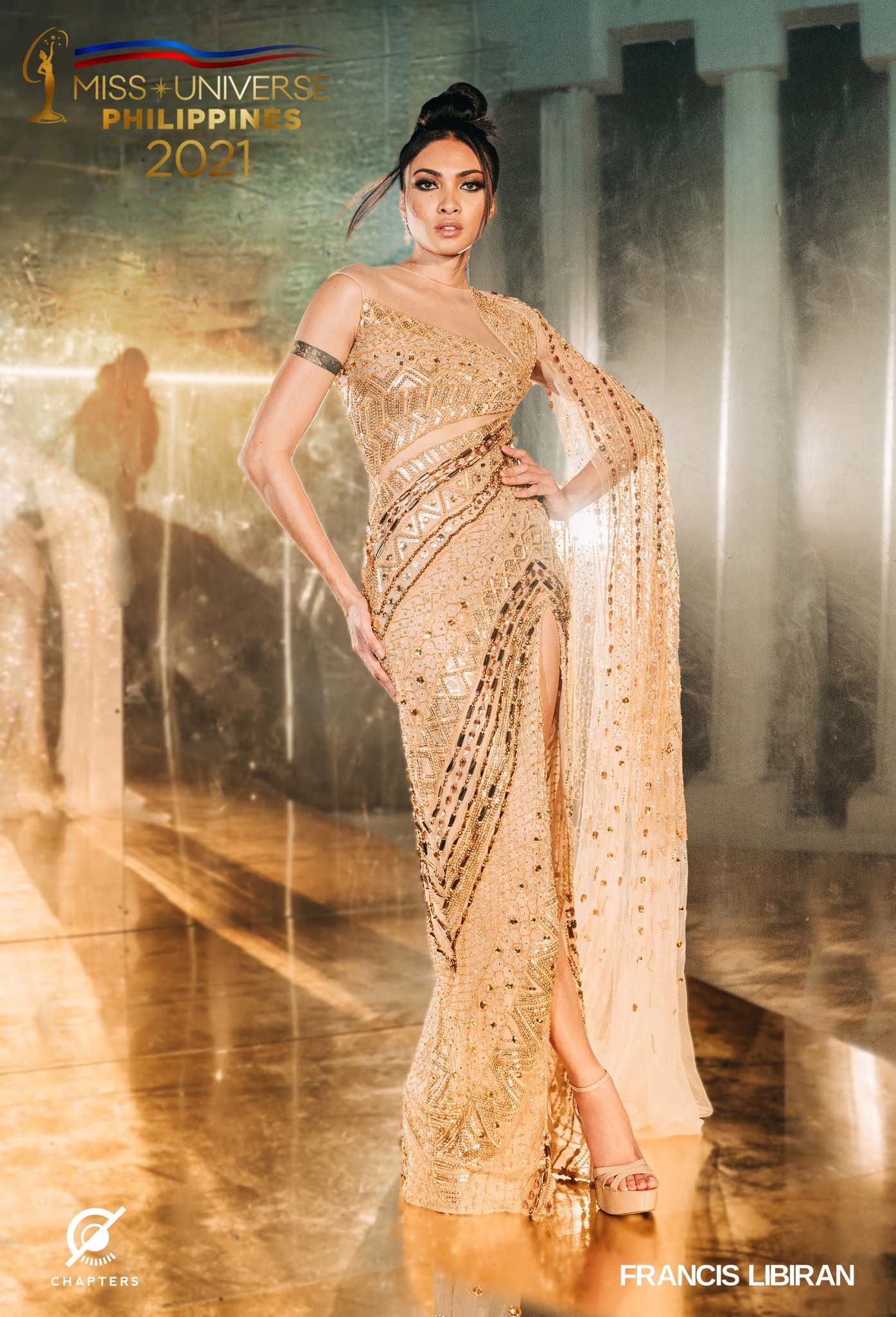 bea gomez francis libiran gold evening gown miss universe 2021