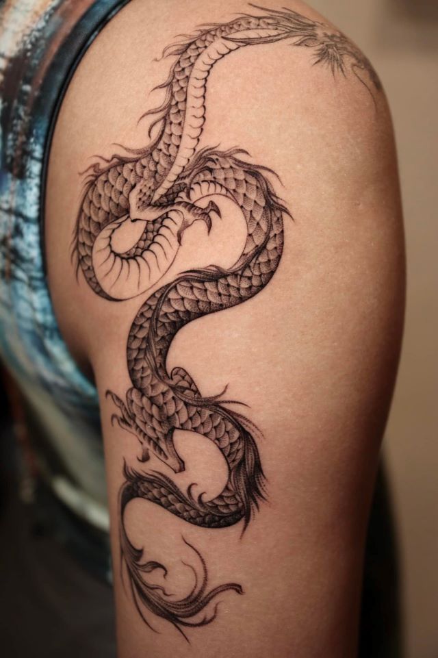 GabeJensenWhiteLightStudios on Instagram Im tired of thinking of  captions Heres a dragon tattoo I did this week Its was fun no one gets  the western dragons anymore I say we