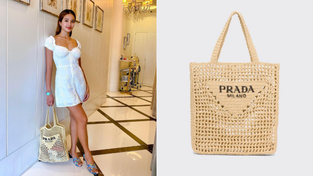 prada raffia tote bag, as seen on filipina celebrities