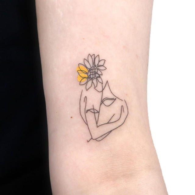 sunflower tattoo minimalist small
