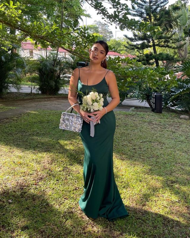 celebrity green wedding guest outfits