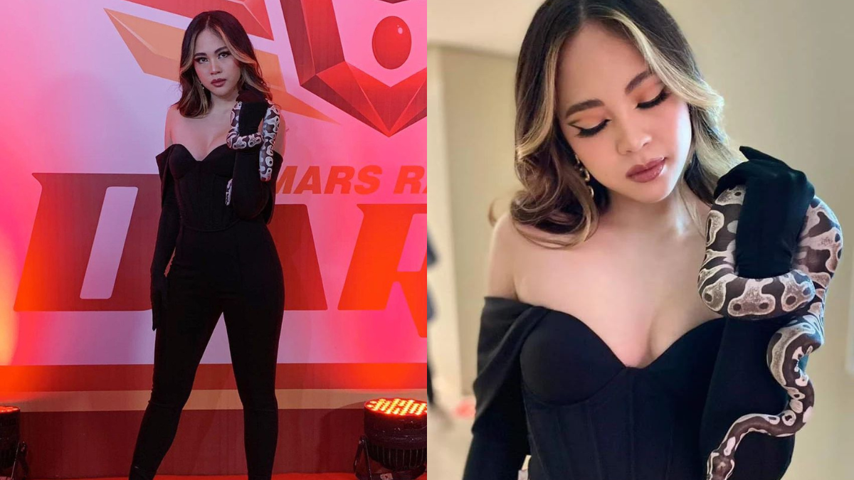 Janella Salvador Accessorized Her Fierce All-black Look With A Live Snake At The "darna" Mediacon