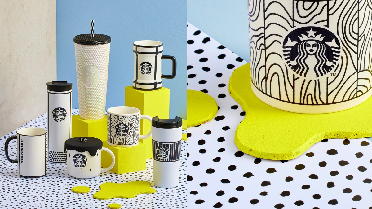 Starbucks Released 2d-style Black And White Tumblers And We Want Everything