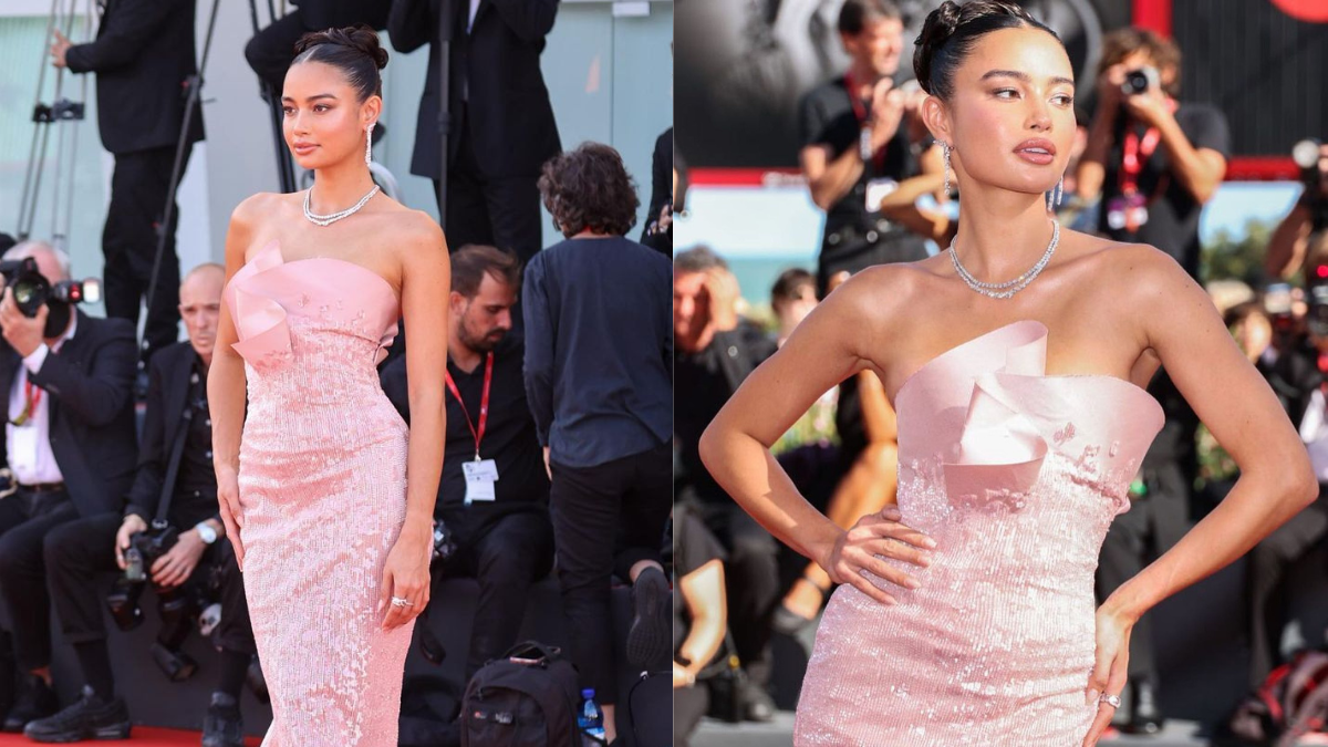 Kelsey Merritt Turned Heads In A Fully Sequined Pink Gown At The Venice Film Festival