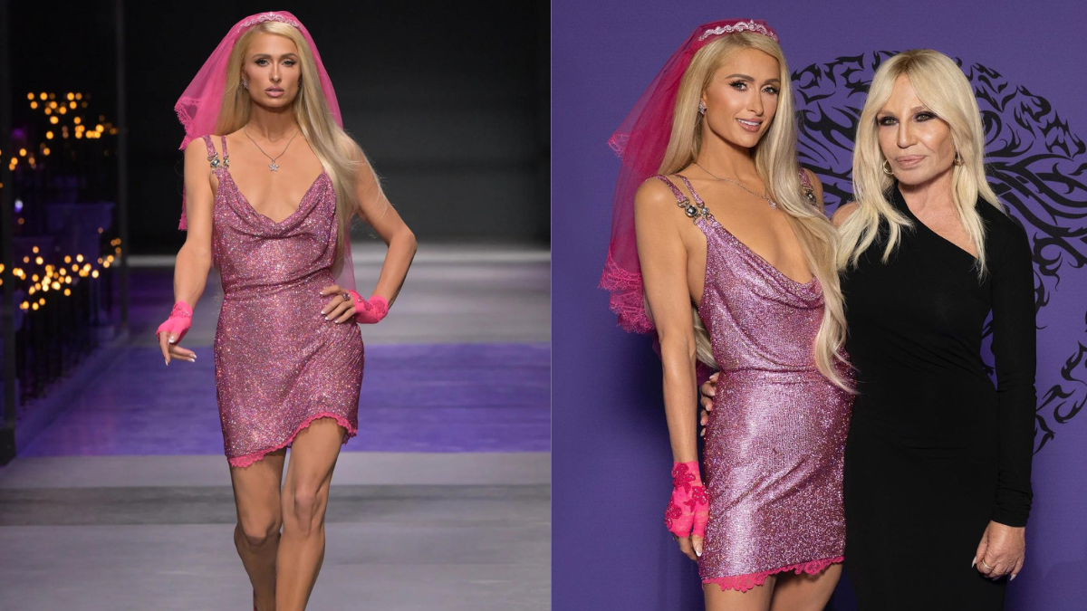 The Og Barbie Paris Hilton Just Walked For Versace And Showed Us How Barbiecore Is Done